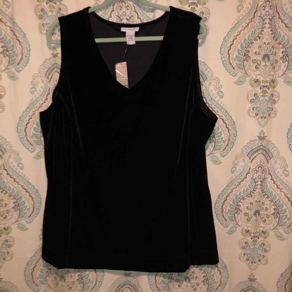 Black Velvet V neck Top